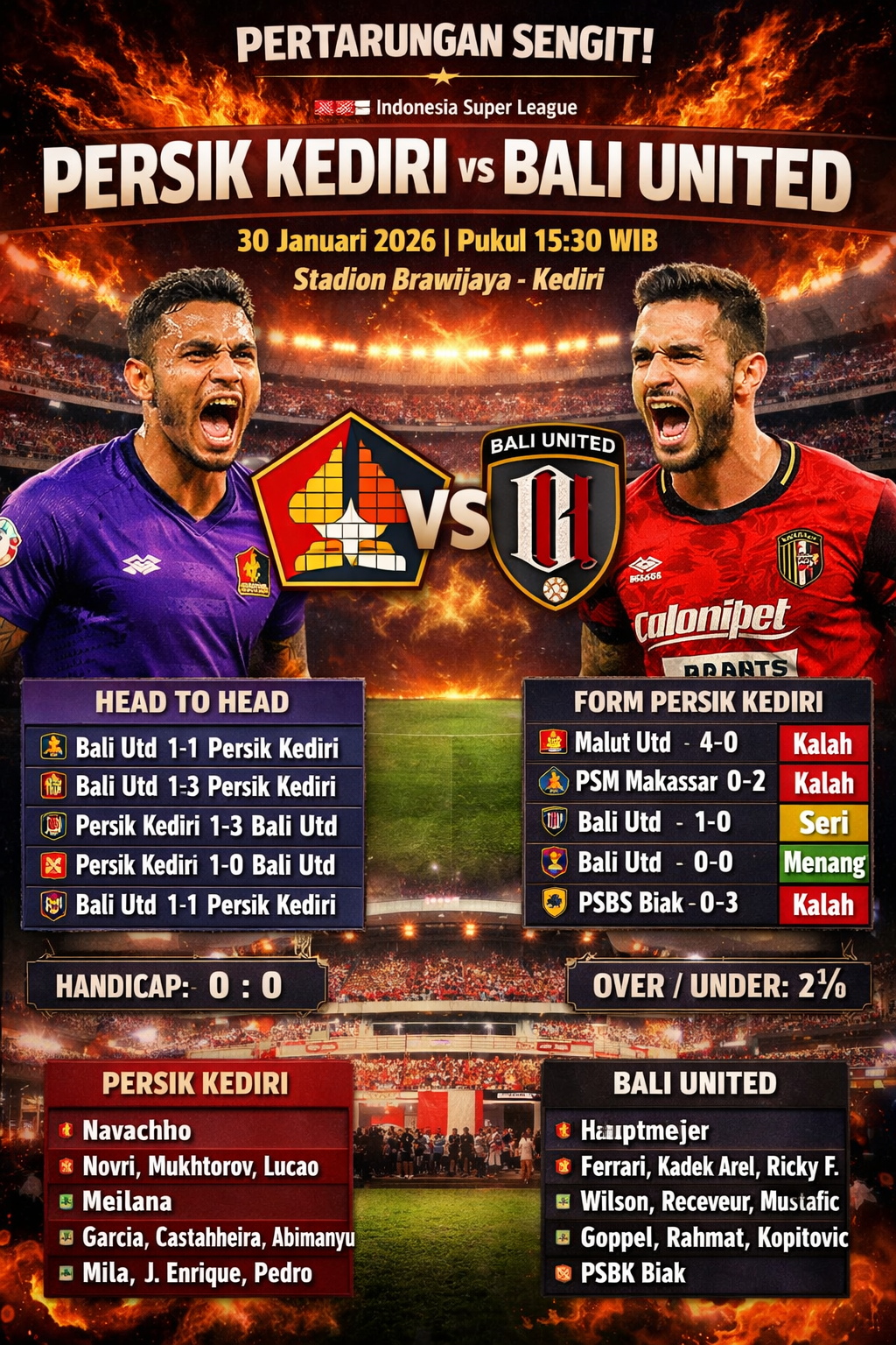 Persik Kediri vs Bali United