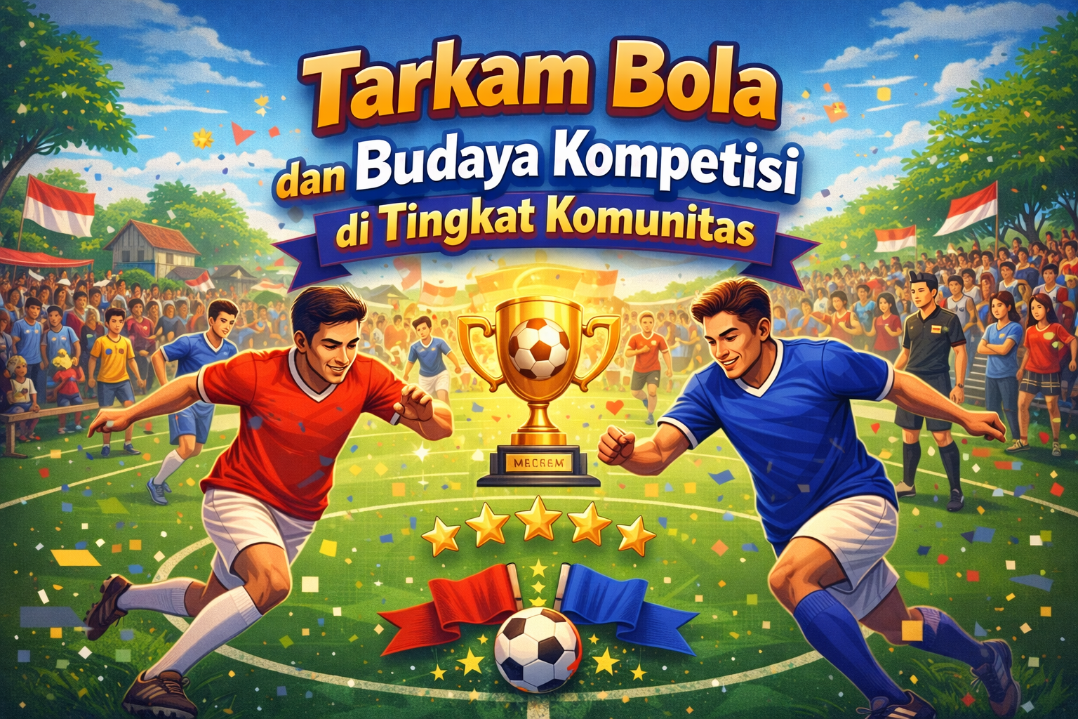 Tarkam bola sebagai simbol budaya kompetisi di tingkat komunitas dengan pertandingan sepak bola antar warga dan dukungan penonton lokal