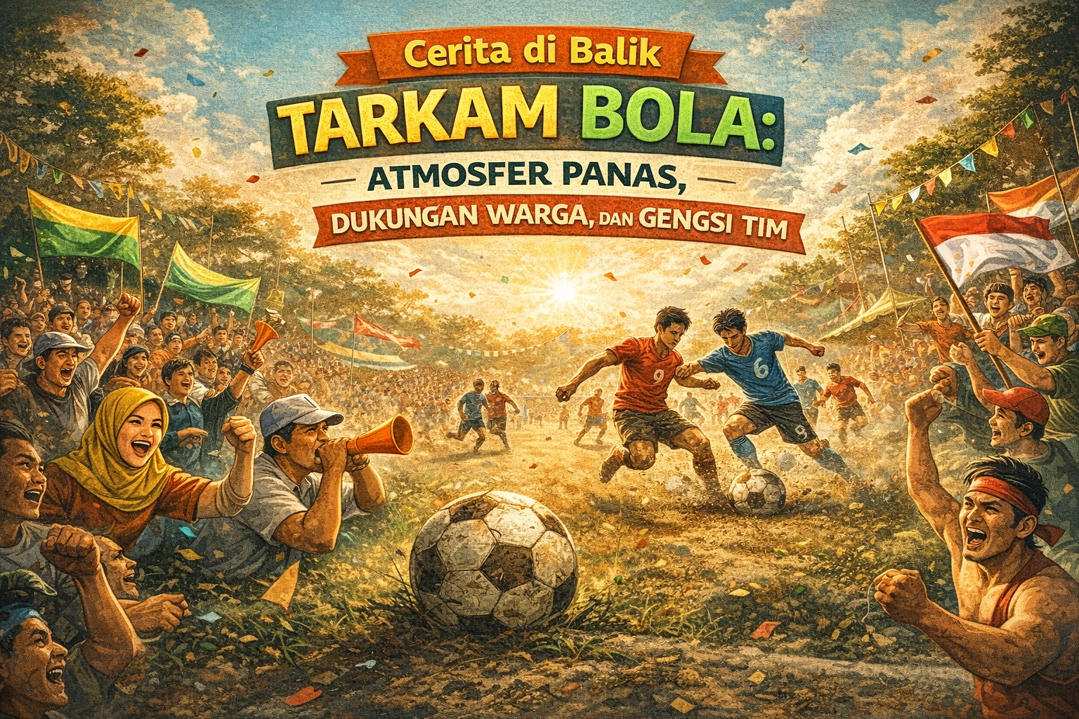 Atmosfer panas pertandingan tarkam bola dengan dukungan warga dan gengsi antar tim