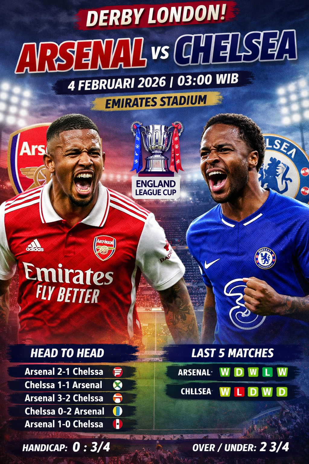 Prediksi Arsenal vs Chelsea : Laga Super Big Match Meriam London dengan The Blues
