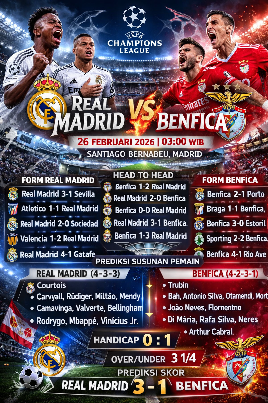 Real Madrid vs Benfica