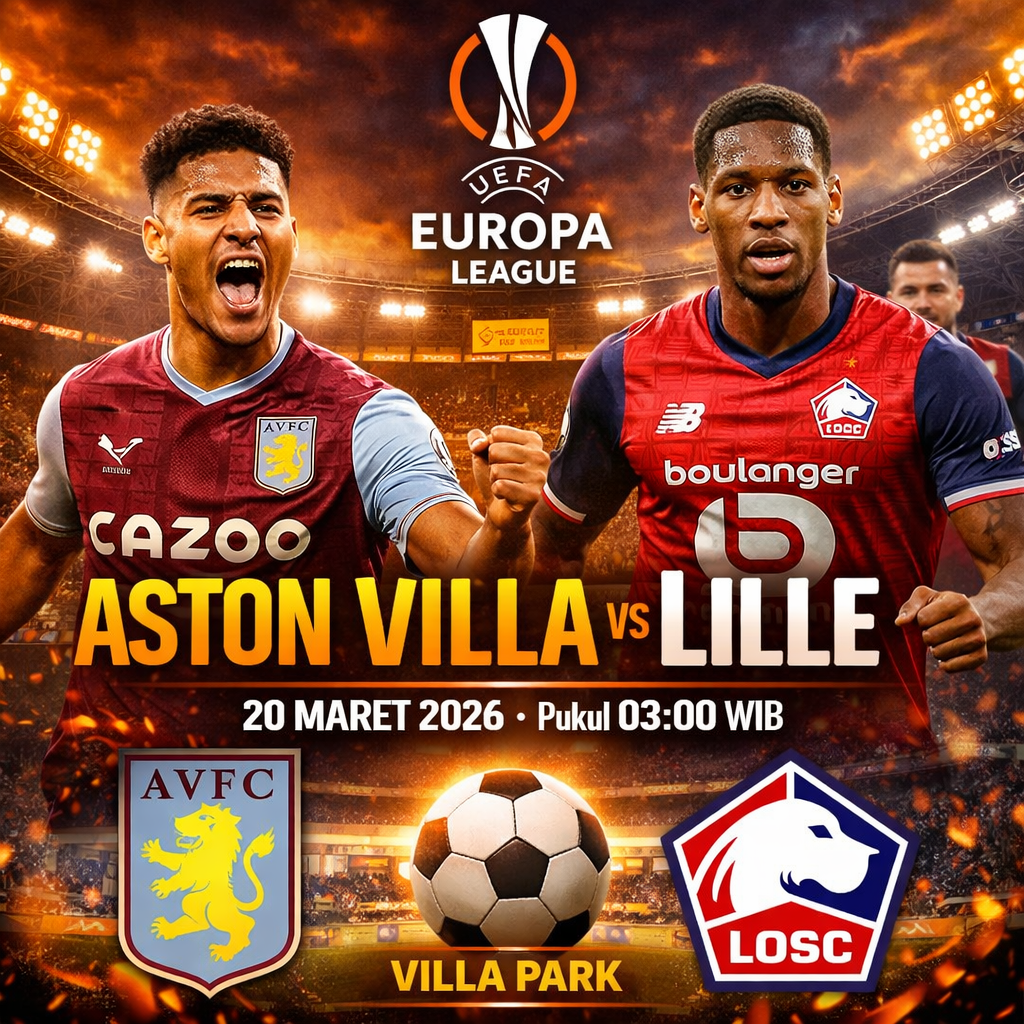 Prediksi Aston Villa vs Lille – UEFA Europa League 20 Maret 2026