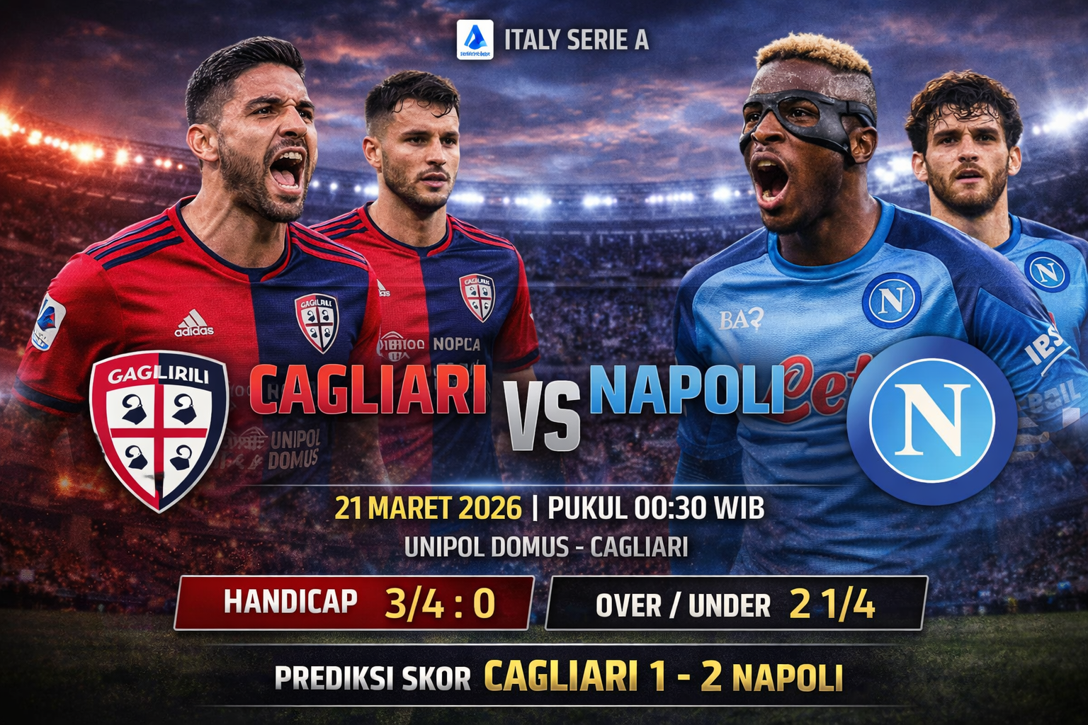 Prediksi Cagliari vs Napoli : Partenopei akan curi poin dari Isolani