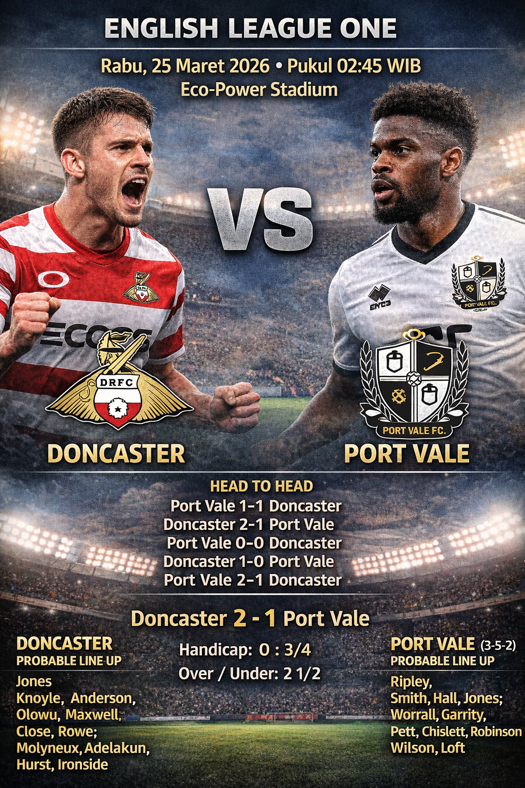 Doncaster vs Port Vale