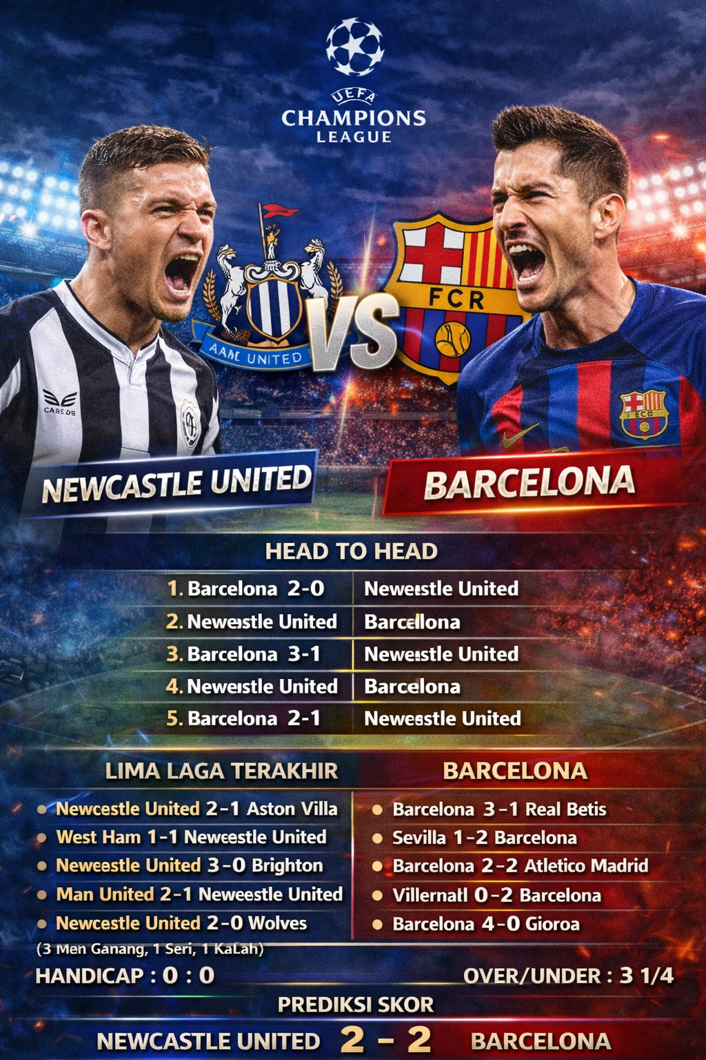 Newcastle United vs Barcelona