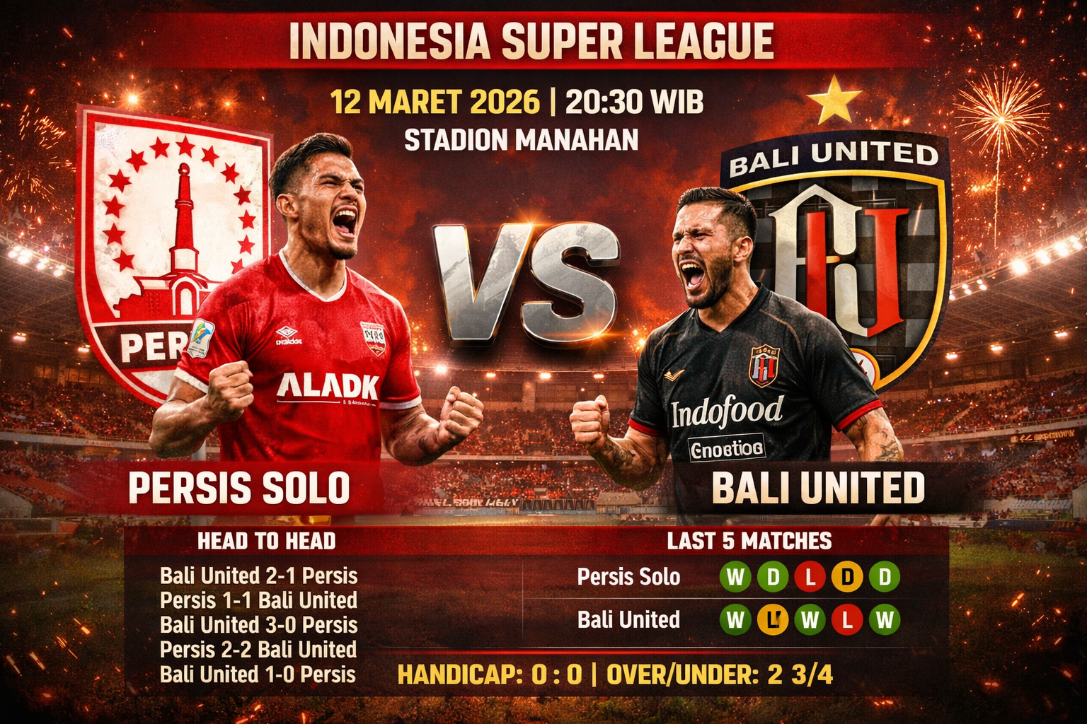 Prediksi Persis Solo vs Bali United 12 Maret 2026 : Akankah Laskar Sambernyawa berhasil meringkus Serdadu Tridatu