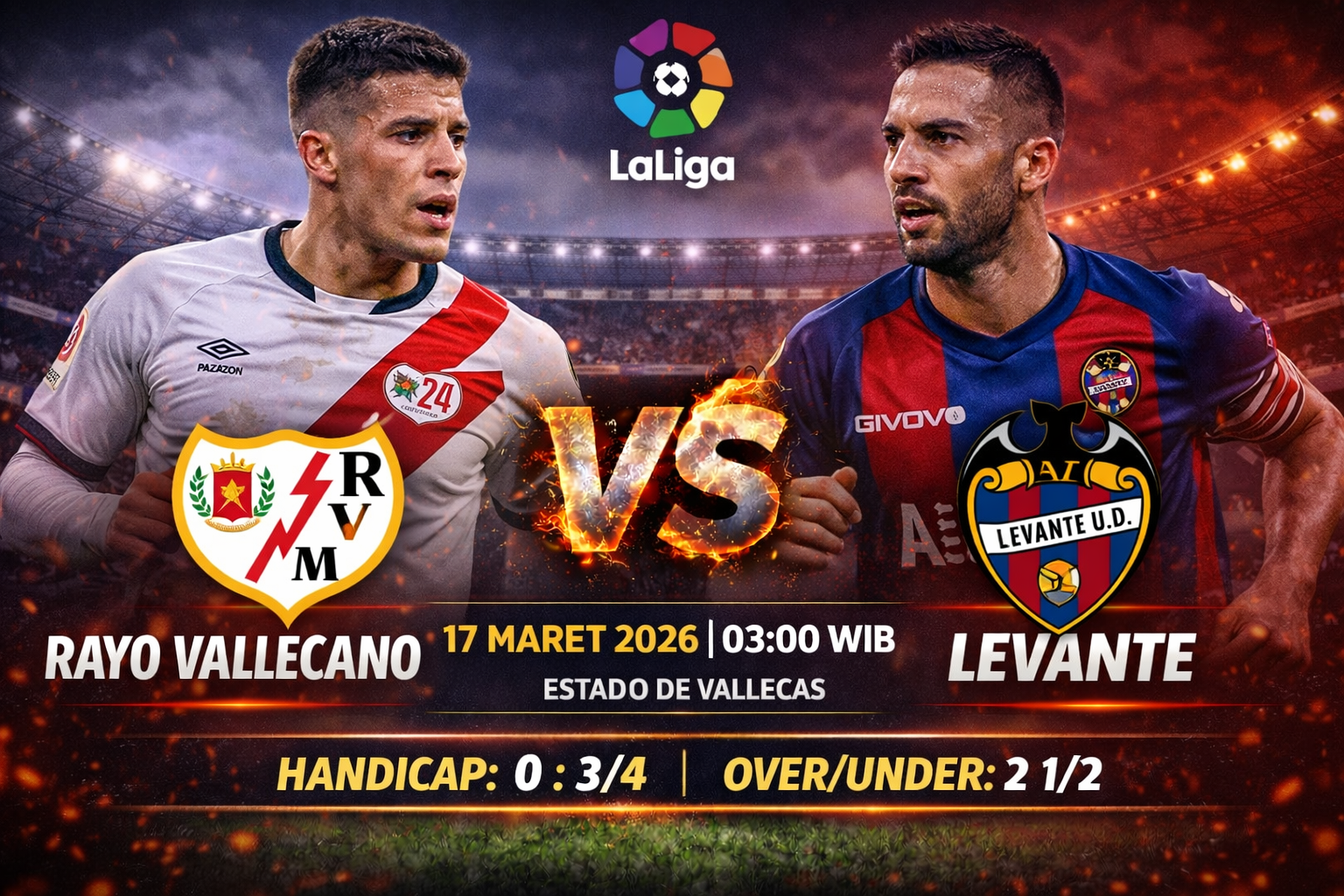 Prediksi Rayo Vallecano vs Levante – 17 Maret 2026