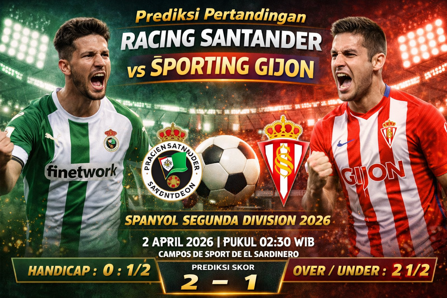 Prediksi Racing Santander vs Sporting Gijon 2 April 2026