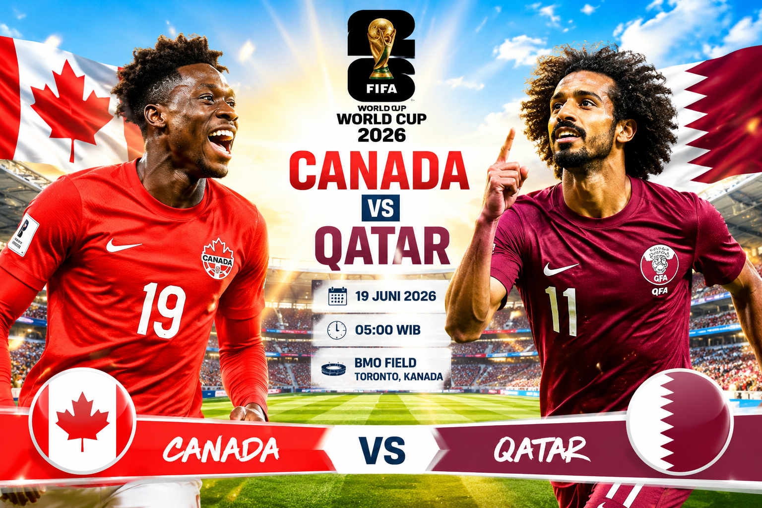 Prediksi Canada vs Qatar 19 Juni 2026 : Ujian Penting di Grup B Piala Dunia 2026