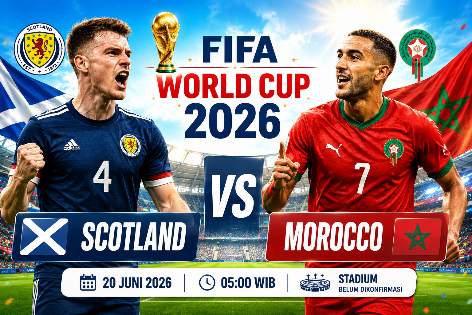 Prediksi Scotland vs Morocco 20 Juni 2026: Singa Atlas Lebih Diunggulkan di Grup C Piala Dunia 2026