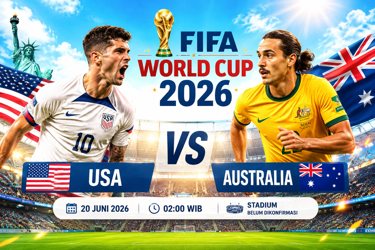 Prediksi USA vs Australia 20 Juni 2026 – Duel Penentu di Grup D Piala Dunia 2026