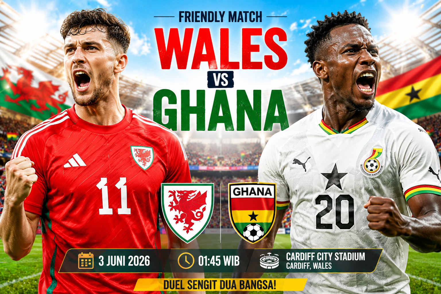 Prediksi Wales vs Ghana 3 Juni 2026 – Friendly Match