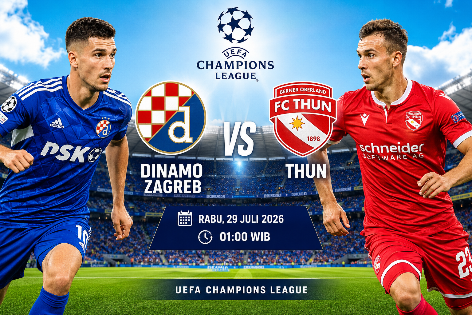 Prediksi Dinamo Zagreb vs Thun 29 Juli 2026 – UEFA Champions League