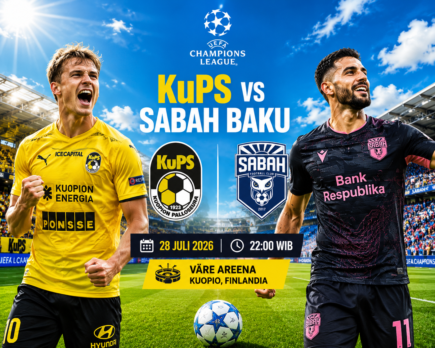 Prediksi KuPS vs Sabah Baku 28 Juli 2026 – UEFA Champions League