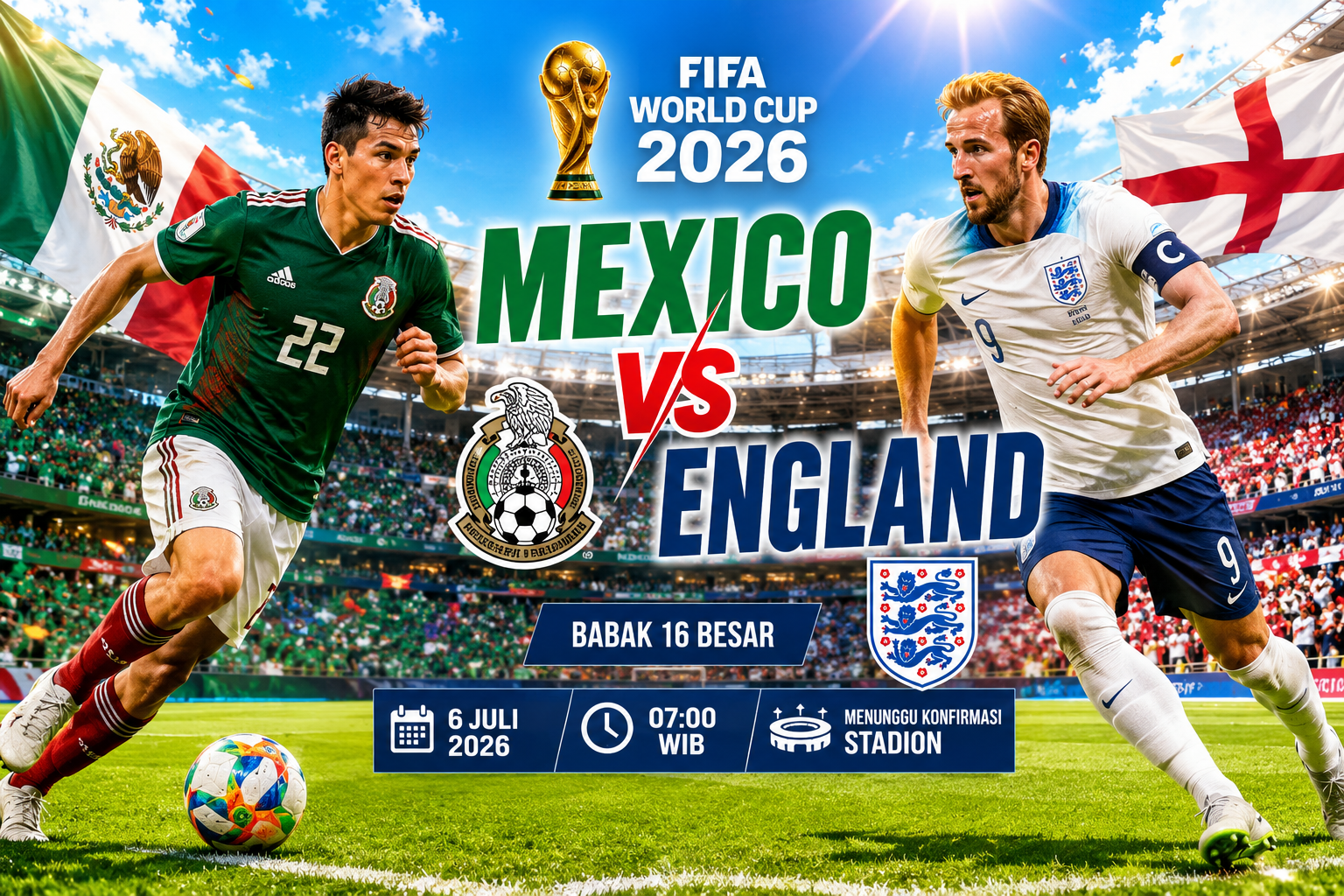 Prediksi Mexico vs England FIFA World Cup 2026: Ujian Berat El Tri Hadapi The Three Lions