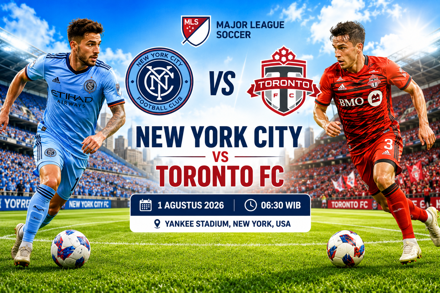 Prediksi New York City vs Toronto FC 1 Agustus 2026 : Adu Kekuatan di Major League Soccer