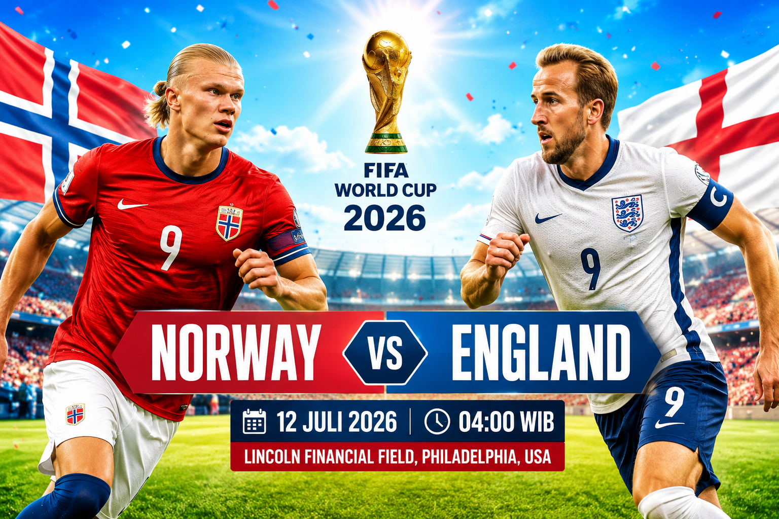 Prediksi Norway vs England 12 Juli 2026 – FIFA World Cup 2026 : Duel Kuda Hitam dan Favorit Juara