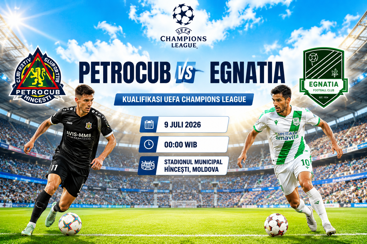 Prediksi Petrocub vs Egnatia 9 Juli 2026 : Kualifikasi UEFA Champions League 2026