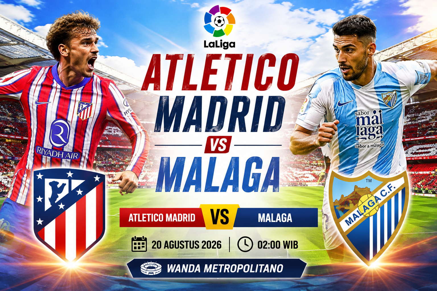 Prediksi Atletico Madrid vs Malaga 20 Agustus 2026 : Tuan Rumah Diunggulkan pada Laga Pembuka La Liga