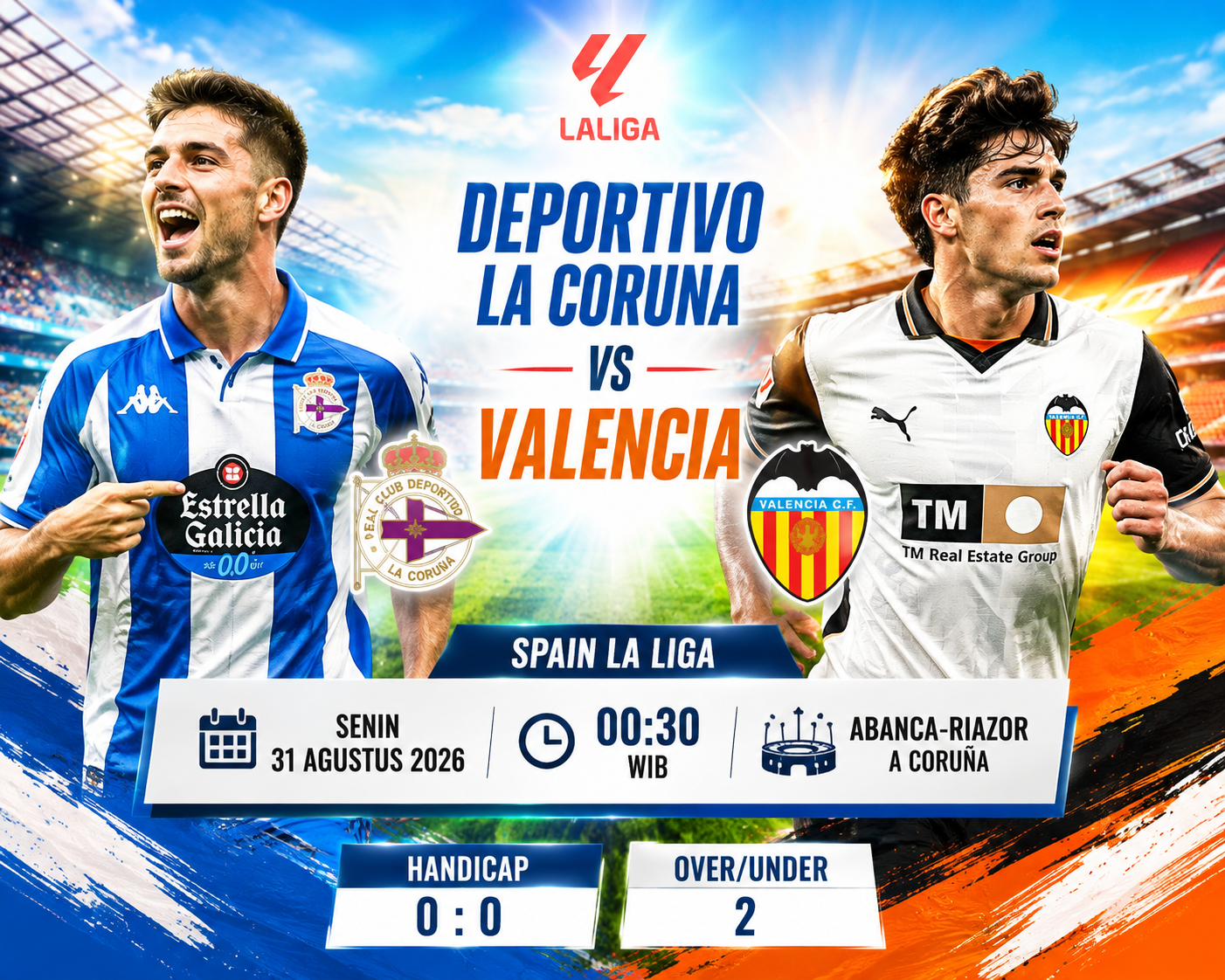 Prediksi Deportivo La Coruna vs Valencia 31 Agustus 2026 – Duel Ketat di Abanca Riazor