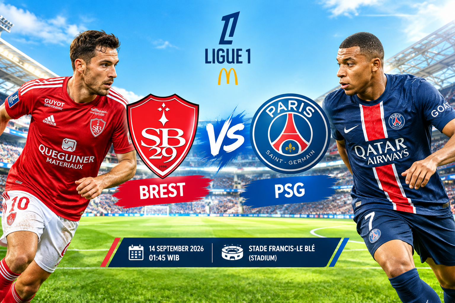 Prediksi Brest vs PSG 14 September 2026 – France Ligue 1
