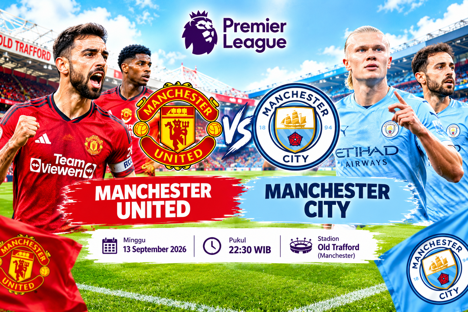 Prediksi Manchester United vs Manchester City 13 September 2026 : England Premier League