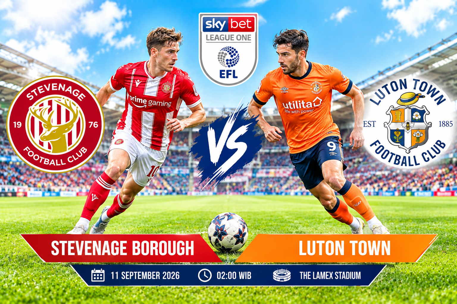 Prediksi Stevenage Borough vs Luton Town 11 September 2026 – England League One