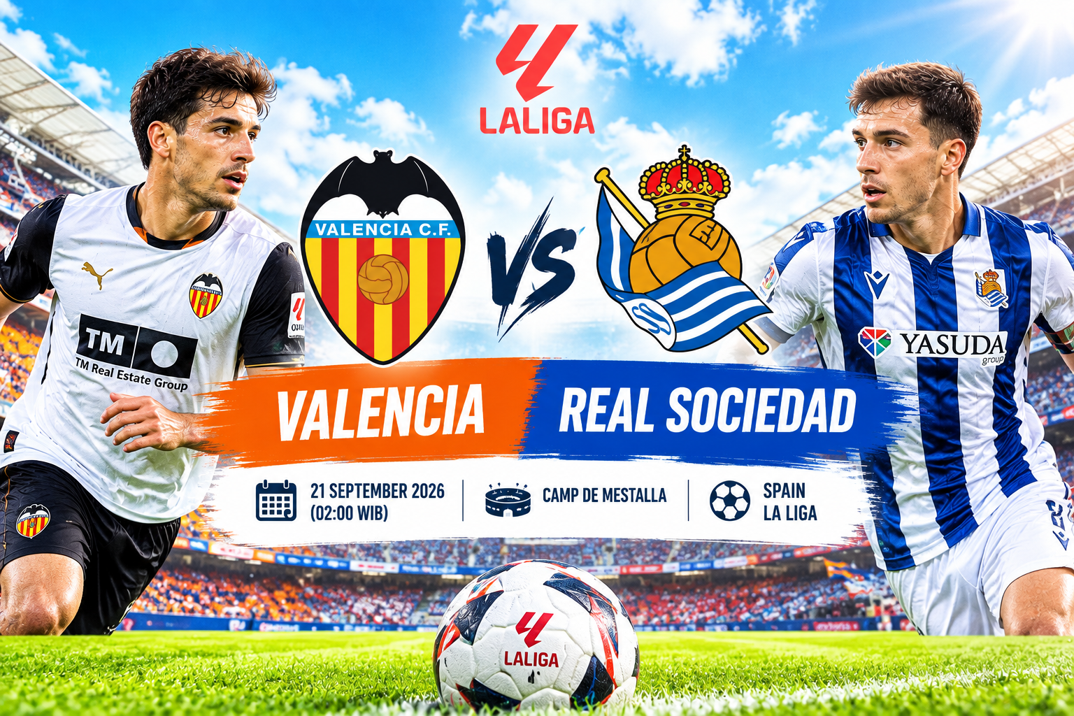 Prediksi Valencia vs Real Sociedad 21 September 2026 – Spain La Liga : Duel Ketat di Mestalla